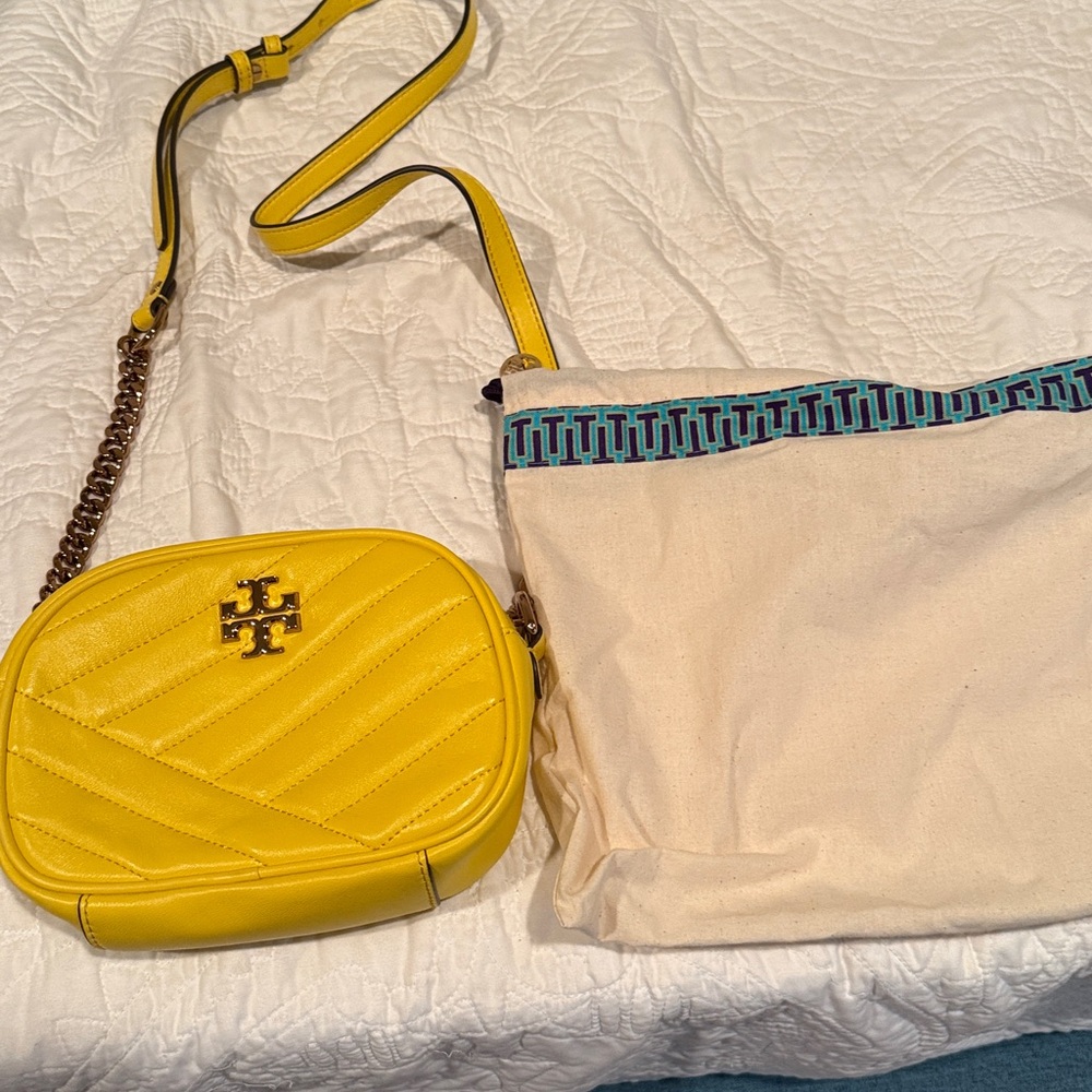 Tory Burch Yellow Quilted Crossbody Bag